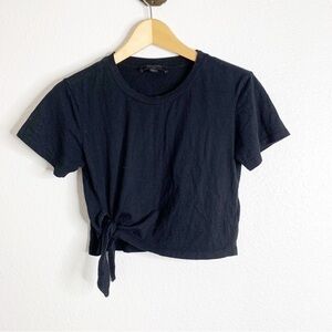 Allsaints Black Short Sleeve Crop Tee Tie Side Size Small